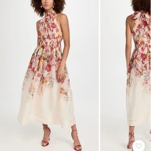 Zimmermann wonderland halter red dress silk/linen blend size 1 NWT